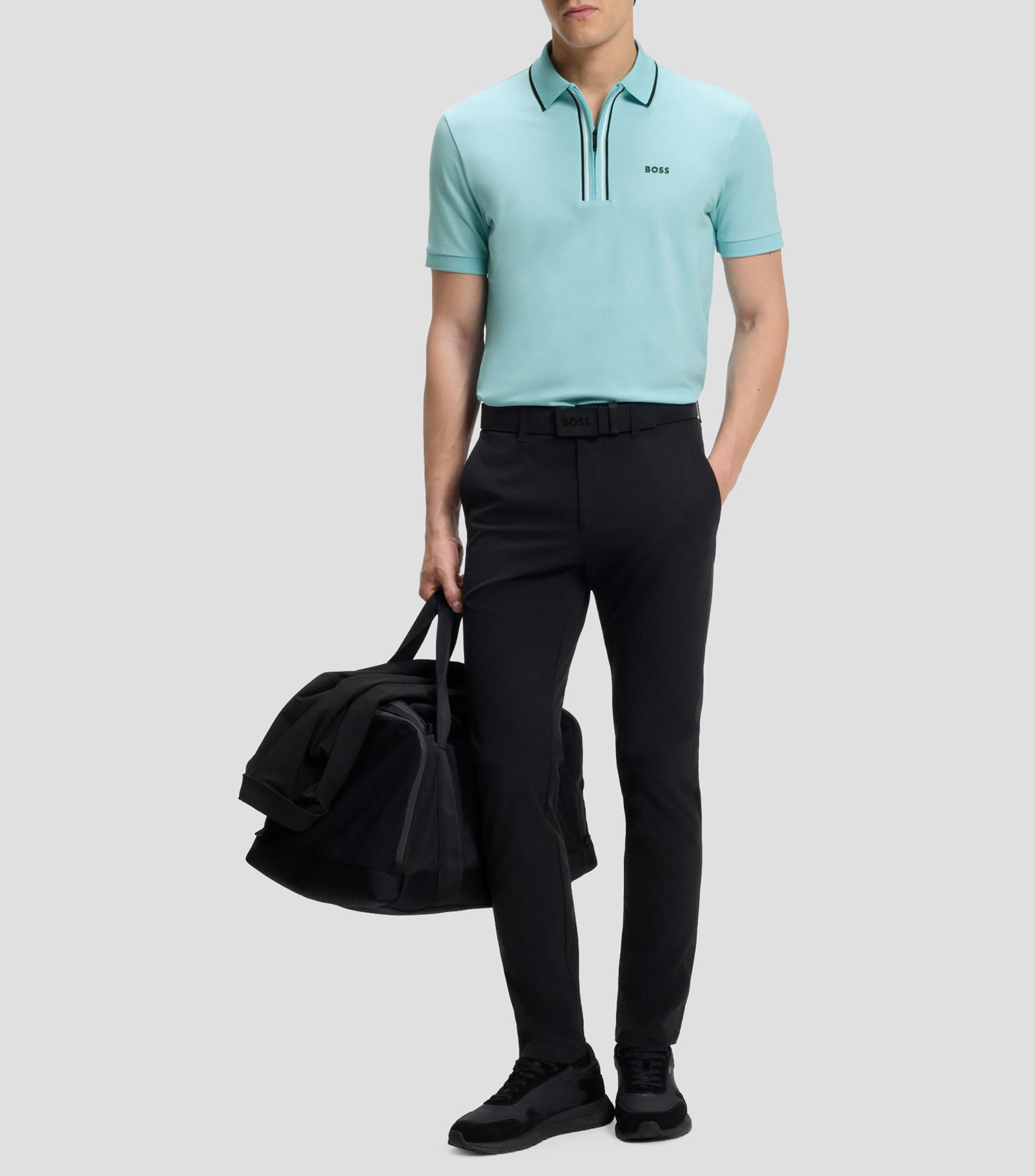 Playera tipo polo Active slim de algodón elástico con absorción de humedad Hombre